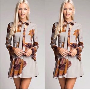 Honey Belle Tie Neck Bell Sleeve Dress
